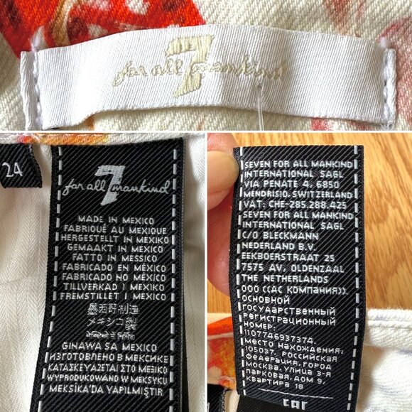 7 For All Mankind Ankle Skinny Floral Jeans Size 24 Ankle Denim Coquette Casual - Picture 12 of 12